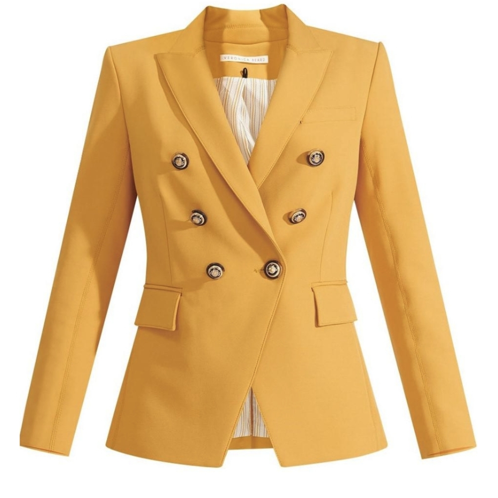 Veronica Beard Mustard Yellow Scuba Dickey Blazer